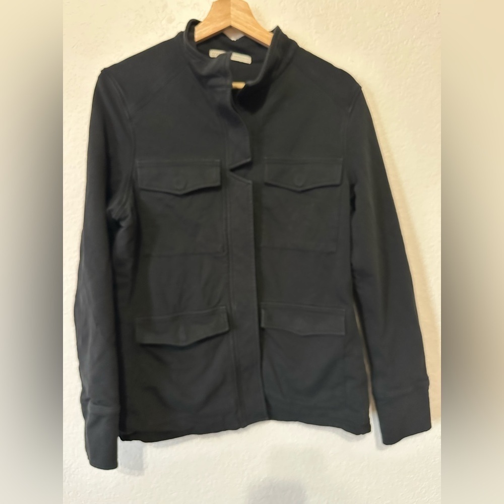 Peruvian Connection Avery Knit Jacket Black Size M Military Casual